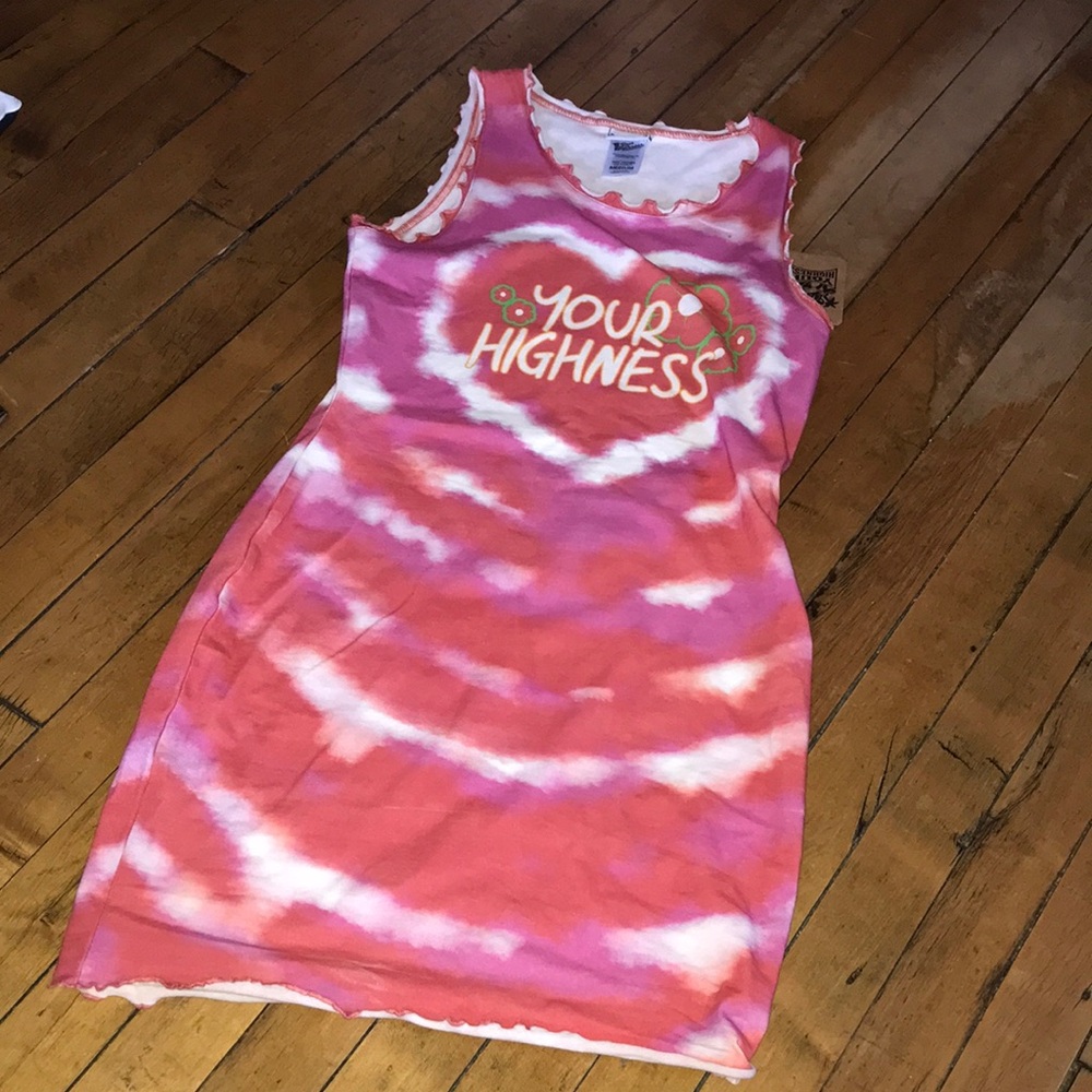 Girls' Tie-Dye Pink & Coral Tank Dress with "Your Highness" Graphic